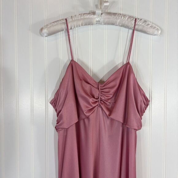 Vintage Victorian Revival Maxi Dress Size 18 Pink Prairie Cottage Romantic 70s - Picture 5 of 16